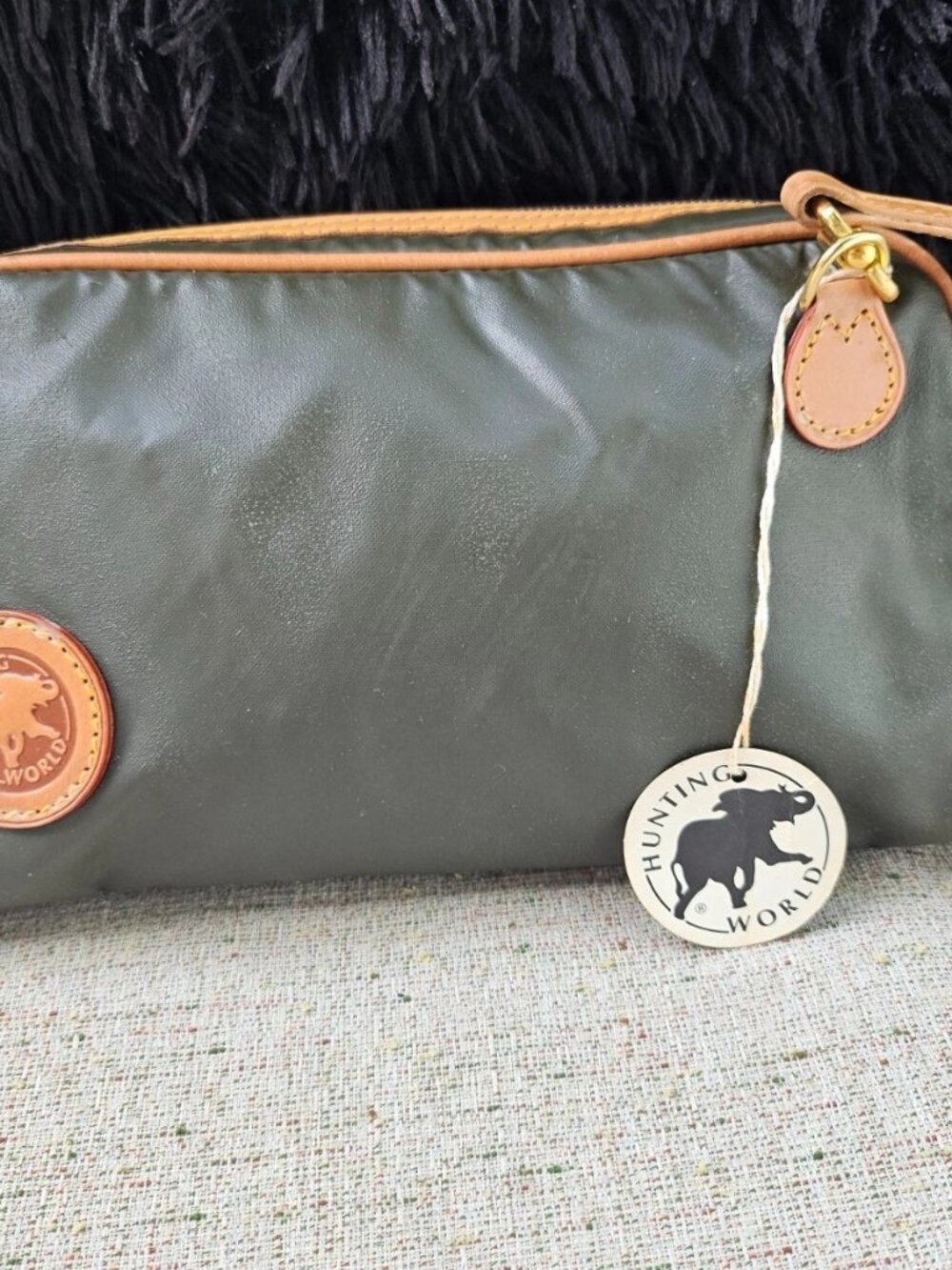 Hunting World Women Purse Crossbody Bag Green/Tan Leather Made in Italy - Picture 8 of 12